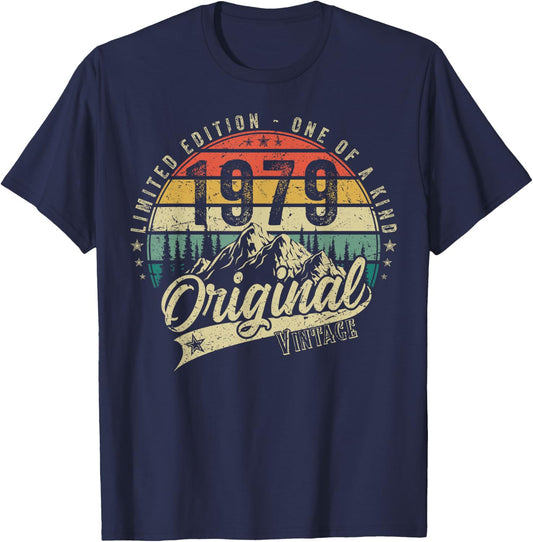 1979 Vintage Vintage Birthday Retro Men Women Gift , black T-Shirt - T-Shirt | Navy