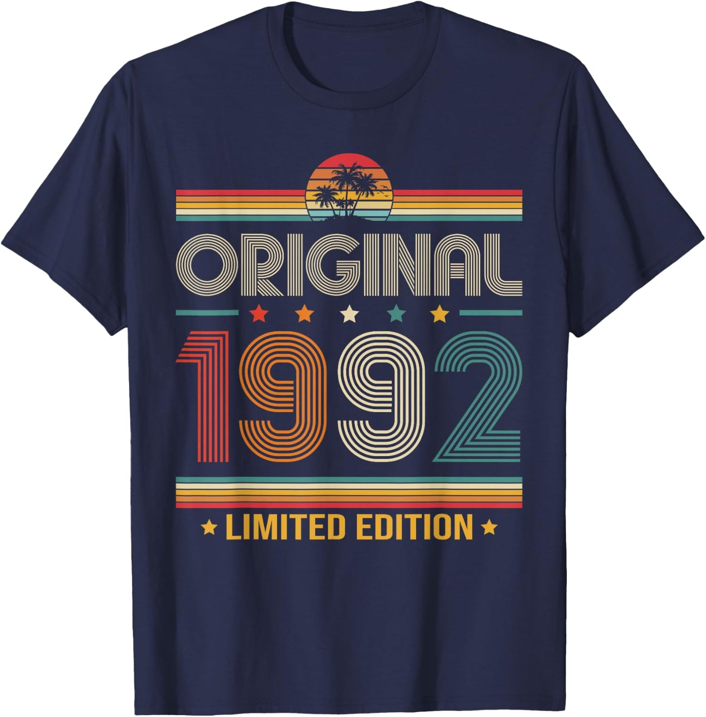 34th Birthday Gift Man Woman Original Vintage 1992 34 Years T-Shirt - T-Shirt | Navy