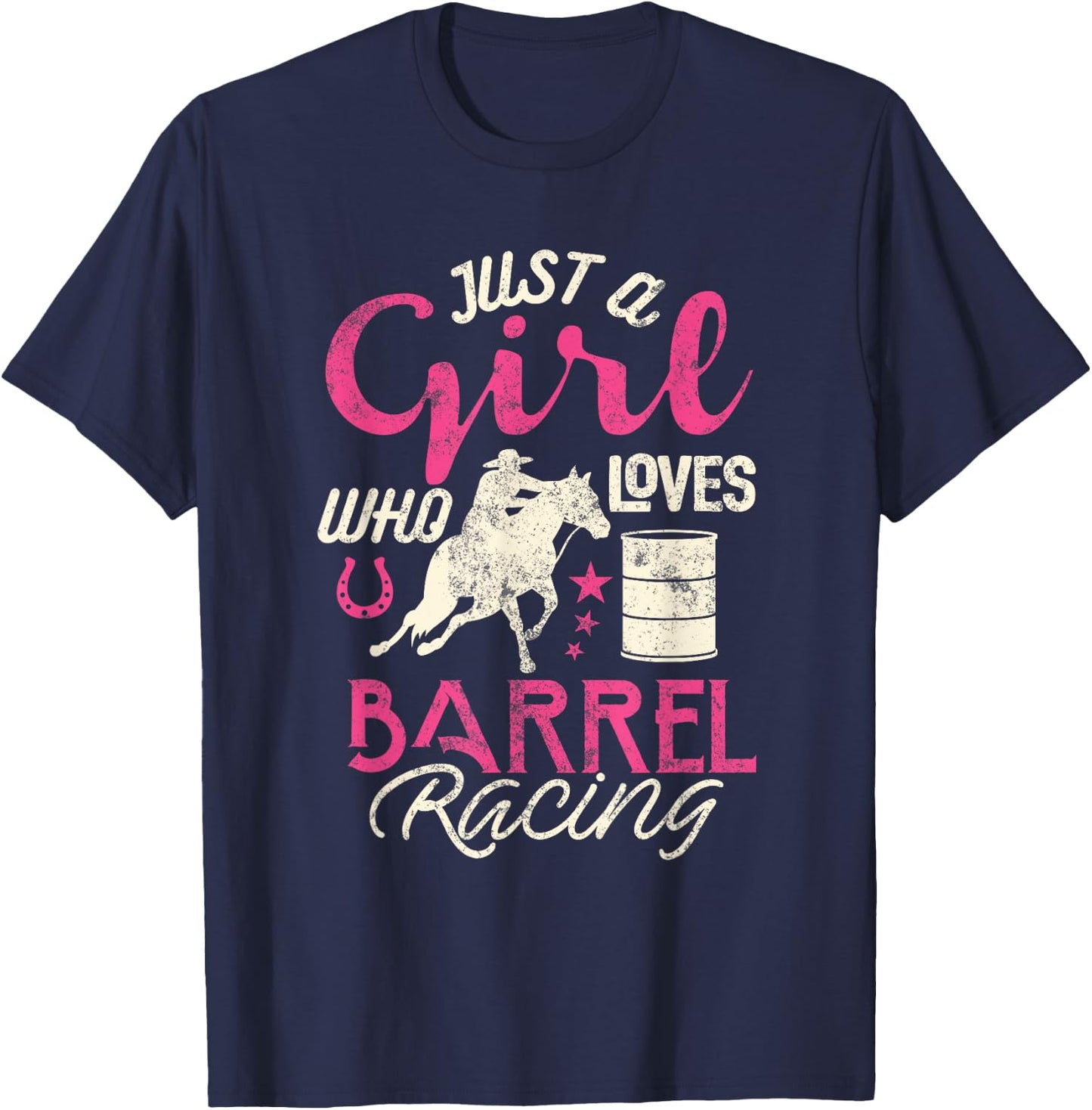 Barrel Racer Girl Shirt Just Girl Loves Barrel Racing Kids T-Shirt - T-Shirt | Navy
