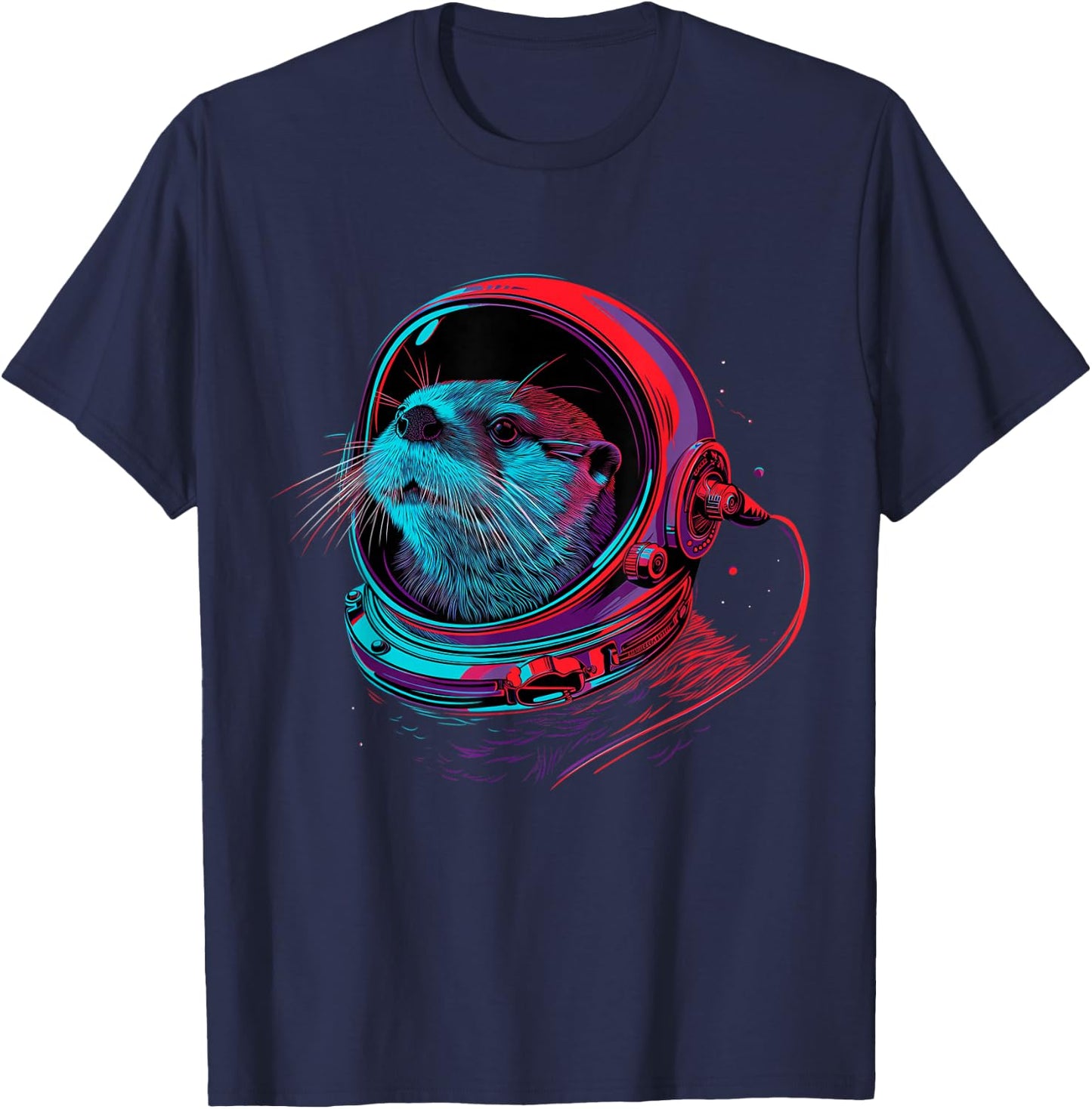 Otter Astronaut Funny Animal Sea Otter Space T-Shirt - T-Shirt | Navy
