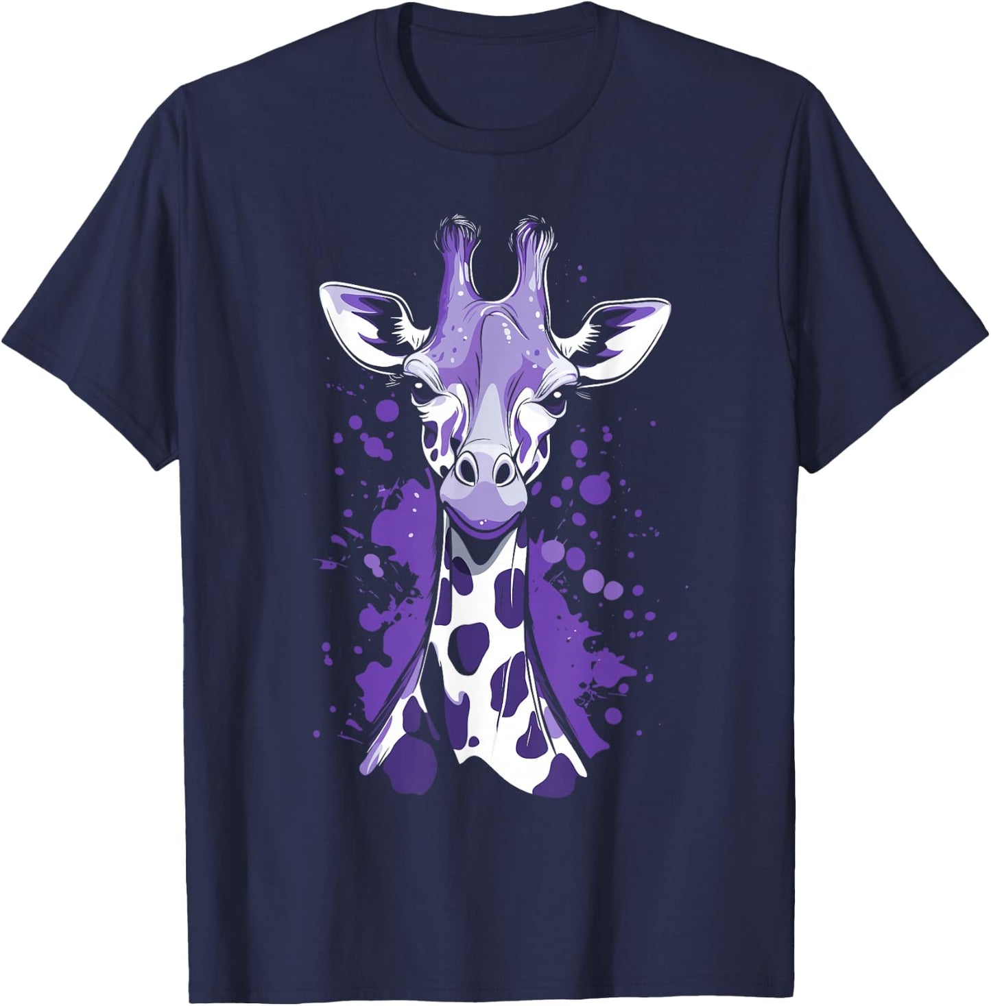 Giraffe with Purple Spots T-Shirt - T-Shirt | Navy