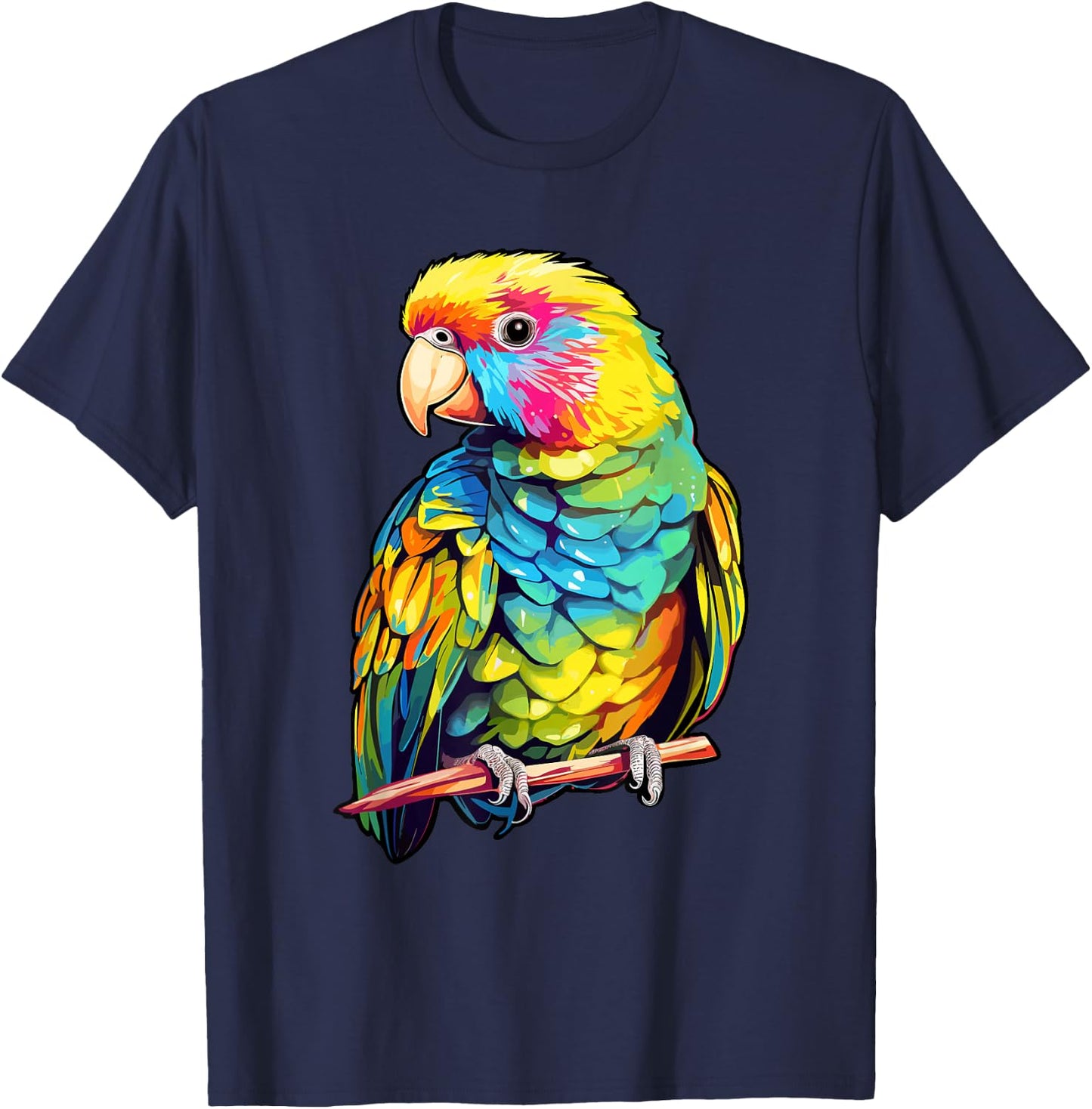 Colorful Parakeet Bird Lover Tie-Dye Budgerigar Budgie T-Shirt - T-Shirt | Navy
