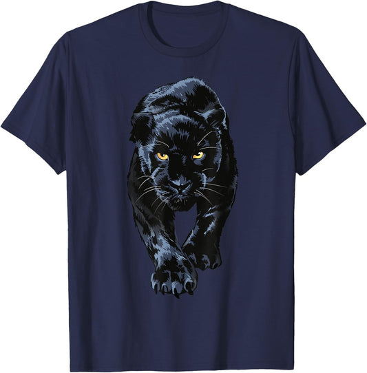Black Panther Walking for Lovers Animal Leopard and Jaguar , black T-Shirt - T-Shirt | Navy
