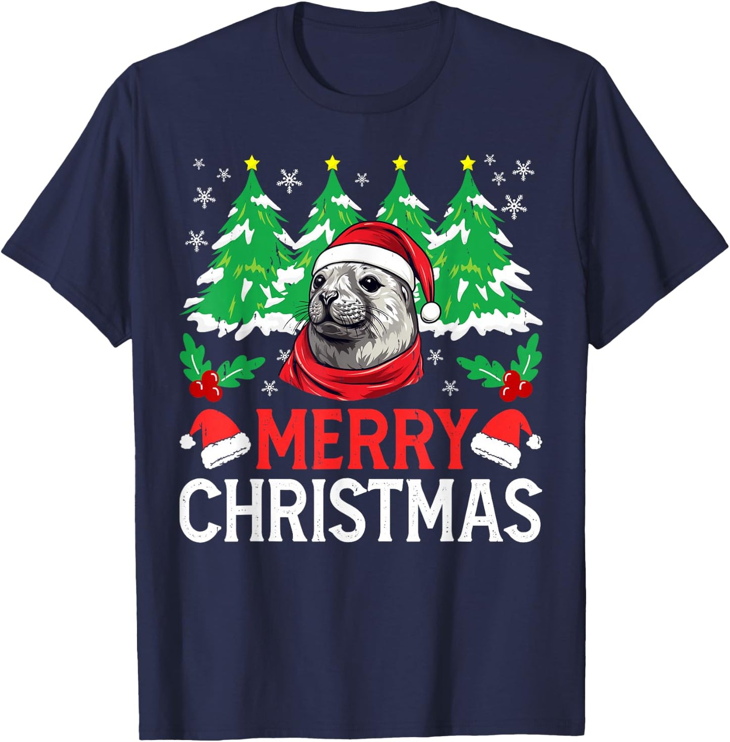 Weddell Seal Christmas Pajama Costume for Xmas Holiday T-Shirt - T-Shirt | Navy