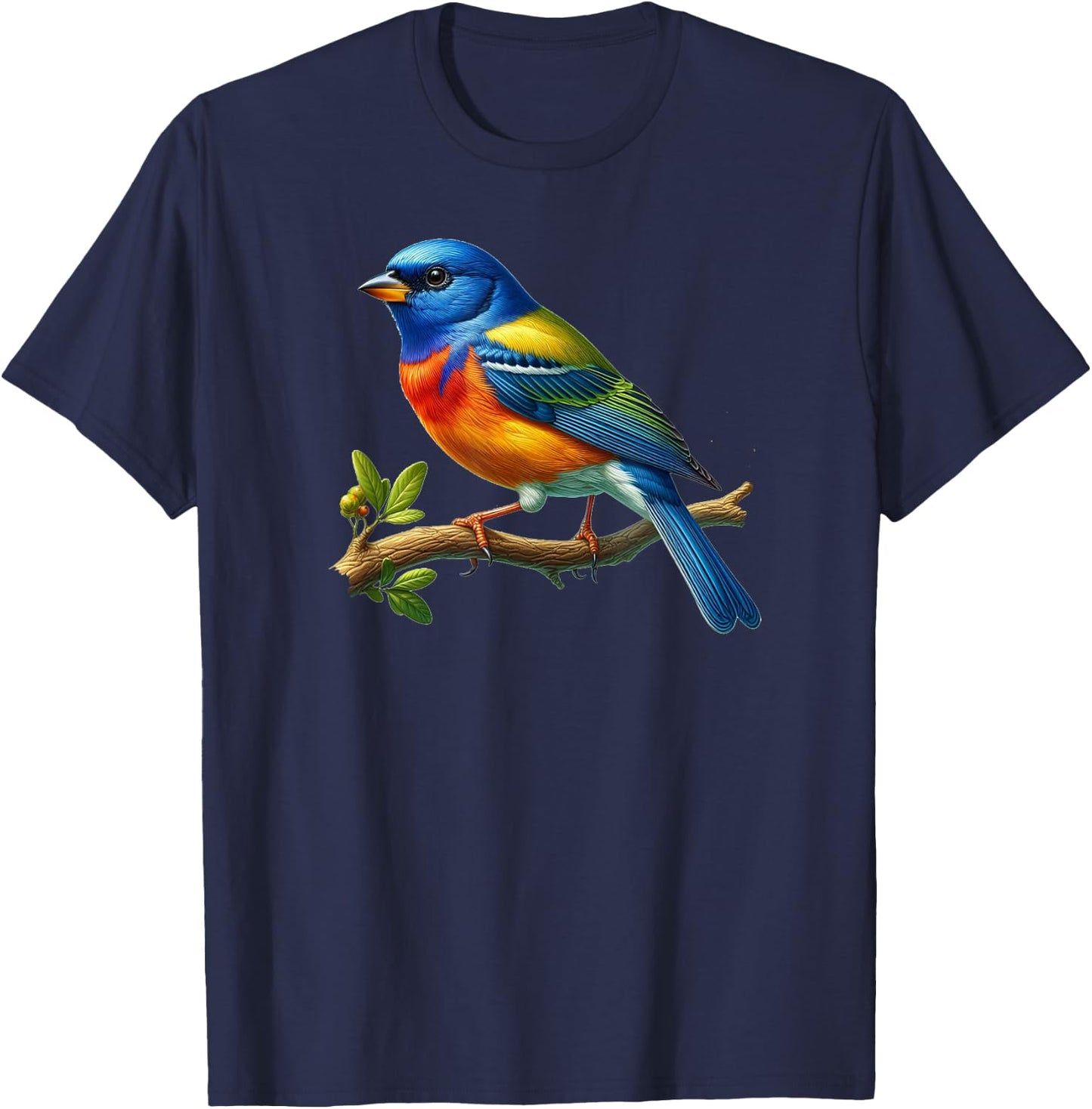 Bird Series. Painted Bunting. T-Shirt - T-Shirt | Navy