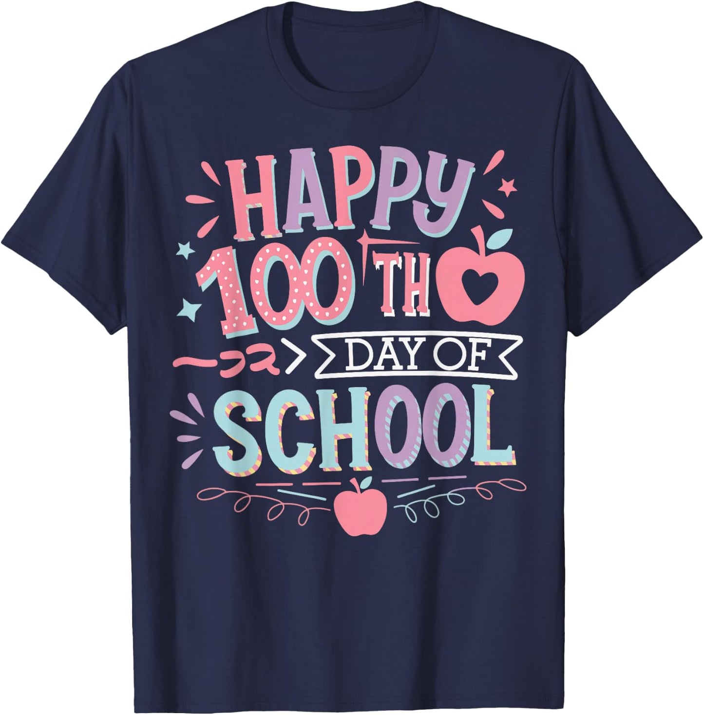 100 Days of School Dinosaur Elementary School Student Pupil T-Shirt - T-Shirt | Navy