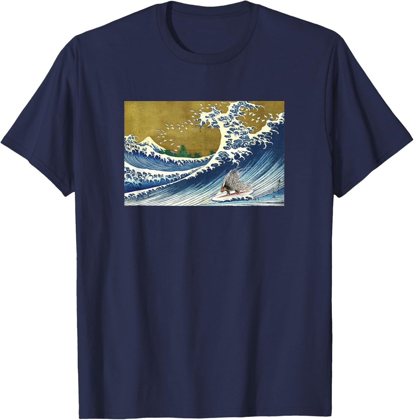 Porcupine Gifts Shirts & Women's Surfing Porcupine Black Small Classic Fit Short Sleeve T-Shirt - T-Shirt | Navy