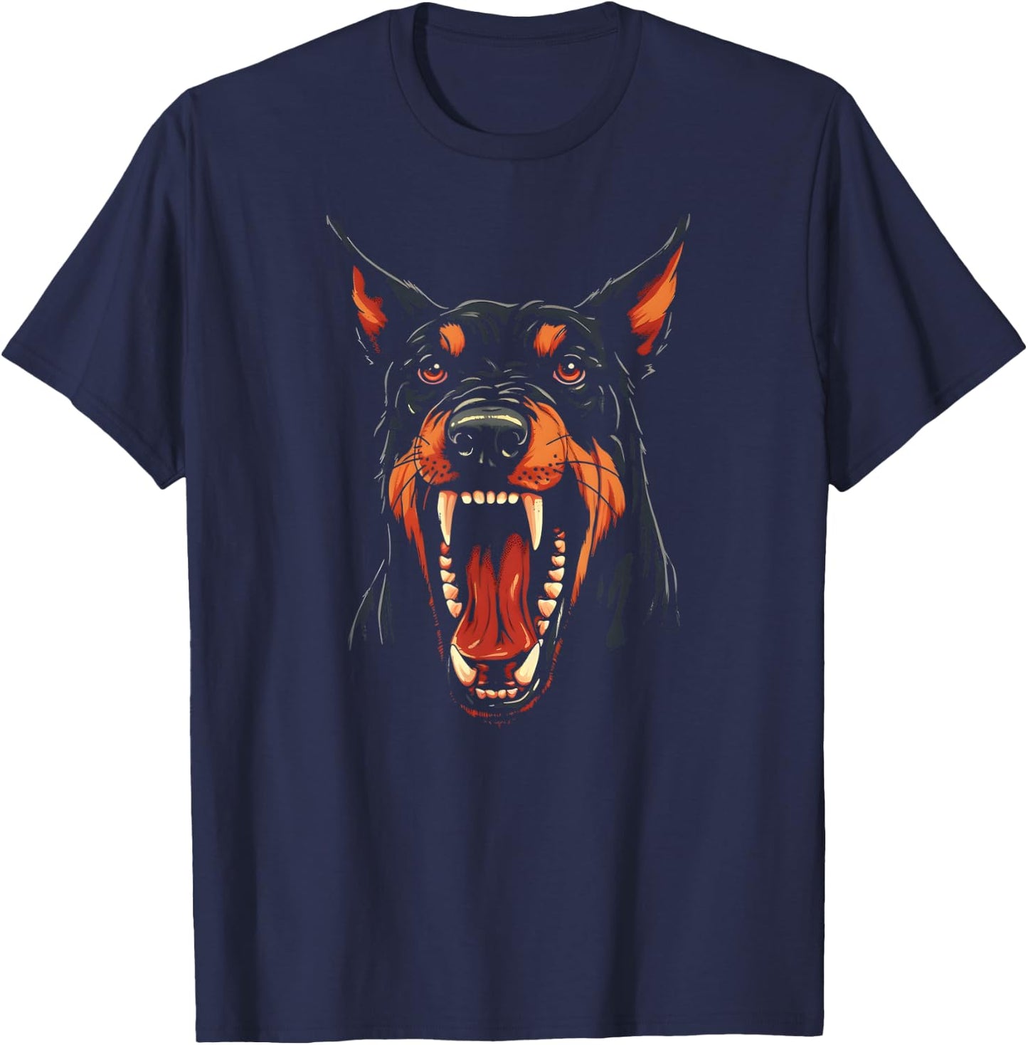 Doberman Dog Aggressive Vintage Graphic Pet T-Shirt - T-Shirt | Navy
