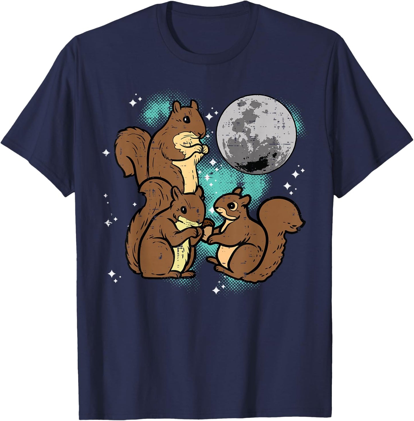 Squirrels Moon Funny Animal Rodent Meme Men Women Kids Boys T-Shirt - T-Shirt | Navy