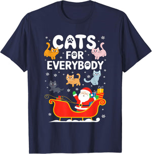 Cats For Everybody Shirt XMas Adult Kids Men Women Christmas T-Shirt - T-Shirt | Navy