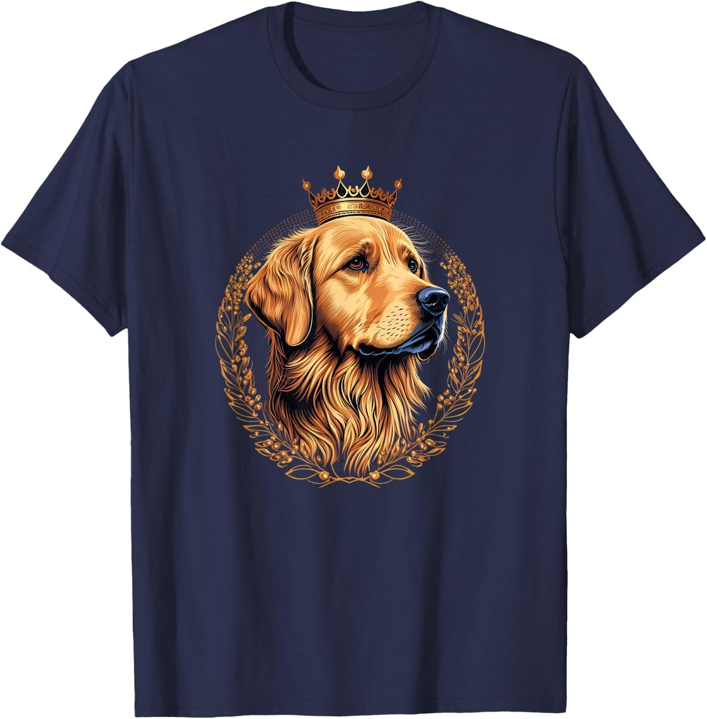 Funny Golden Retriever with a Golden Crown T-Shirt - T-Shirt | Navy