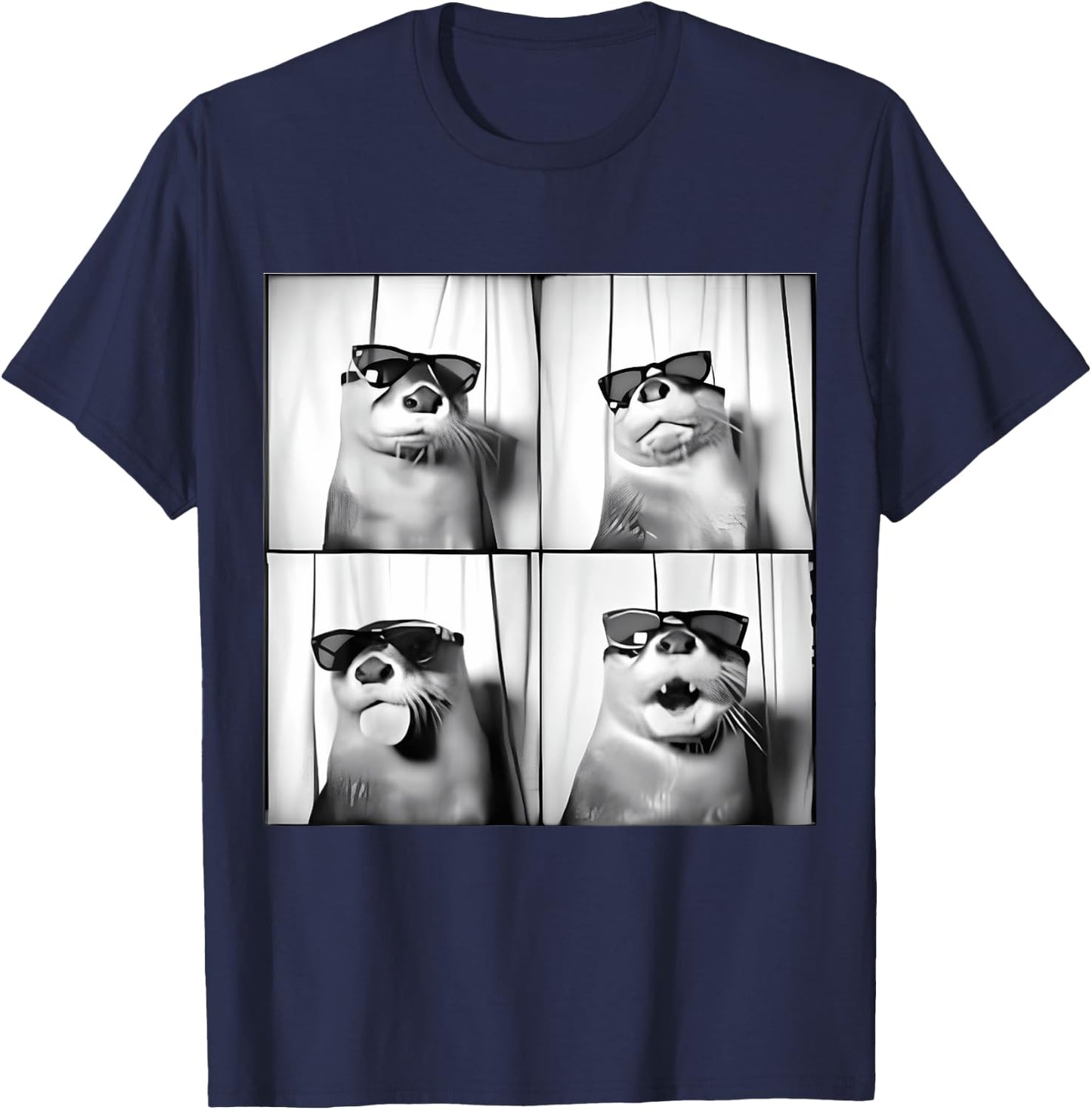 Funny Otter in Sunglasses Love Otters Sea Otter Lover T-Shirt - T-Shirt | Navy