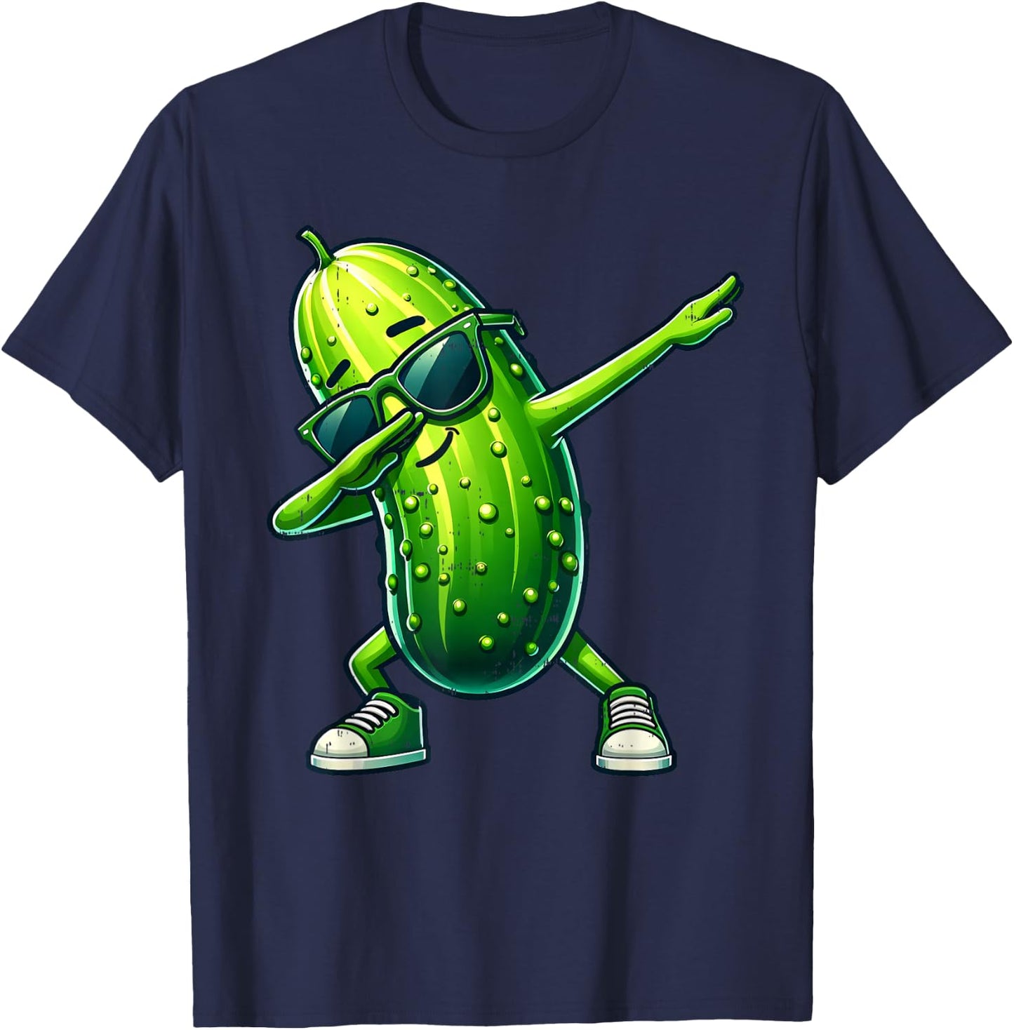 Pickle Dabbing Funny Dancing Cucumber Boys Girls Kids , Black, S T-Shirt - T-Shirt | Navy