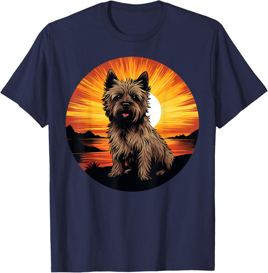 Retro Vintage Cairn Terrier Dog Sunset Cairn Terrier Lover T-Shirt - T-Shirt | Navy
