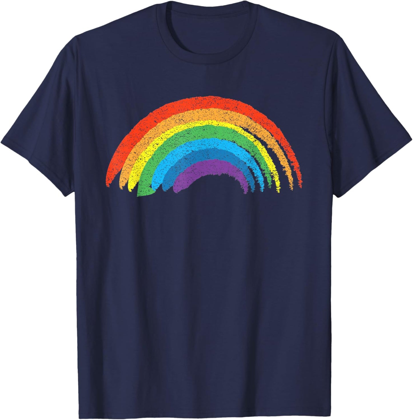 Vintage Retro Rainbow - Classic Distressed Design T-Shirt - T-Shirt | Navy