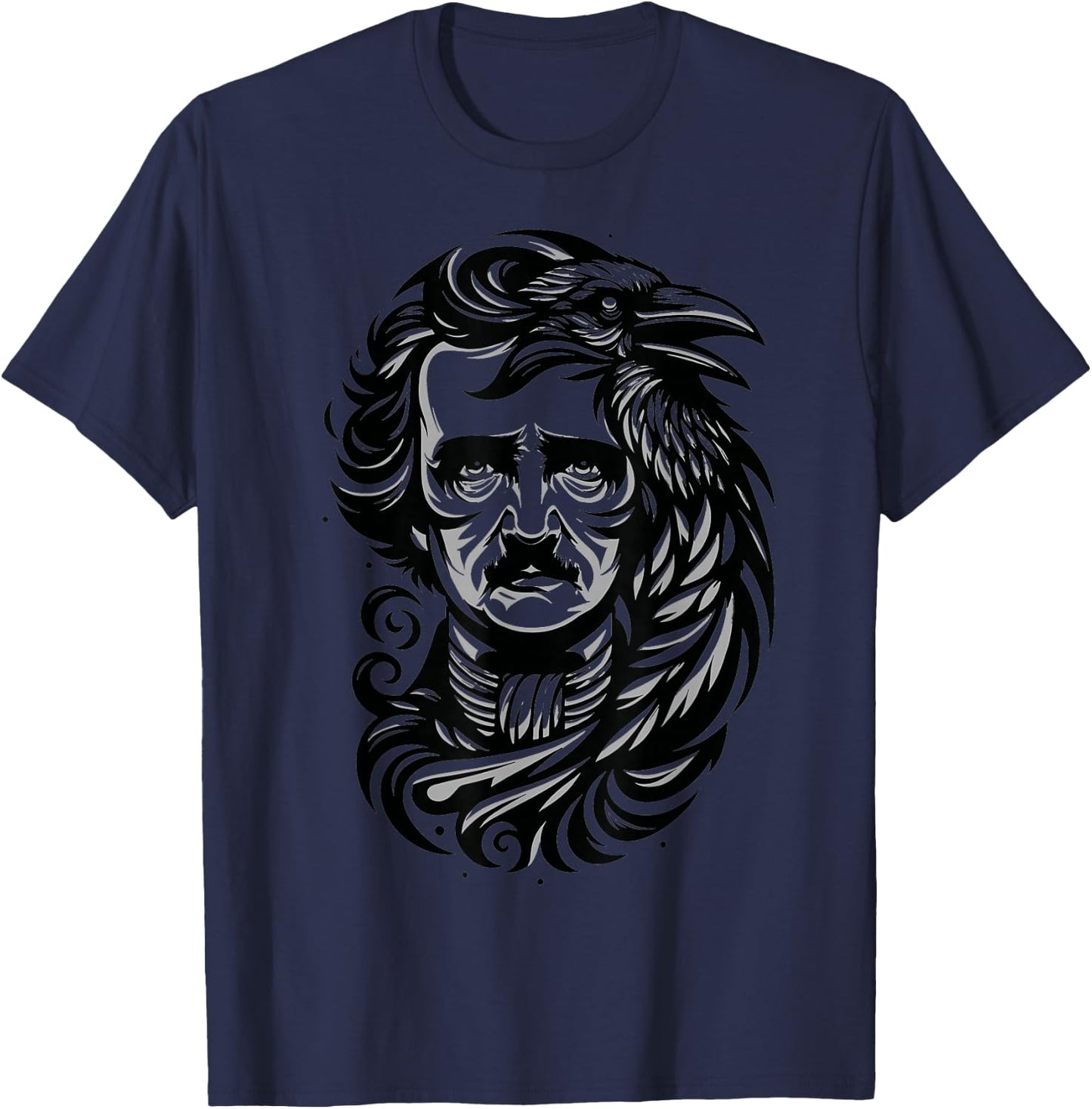 Gothic Edgar Allan Poe Dark Academia Literature Poet T-Shirt - T-Shirt | Navy