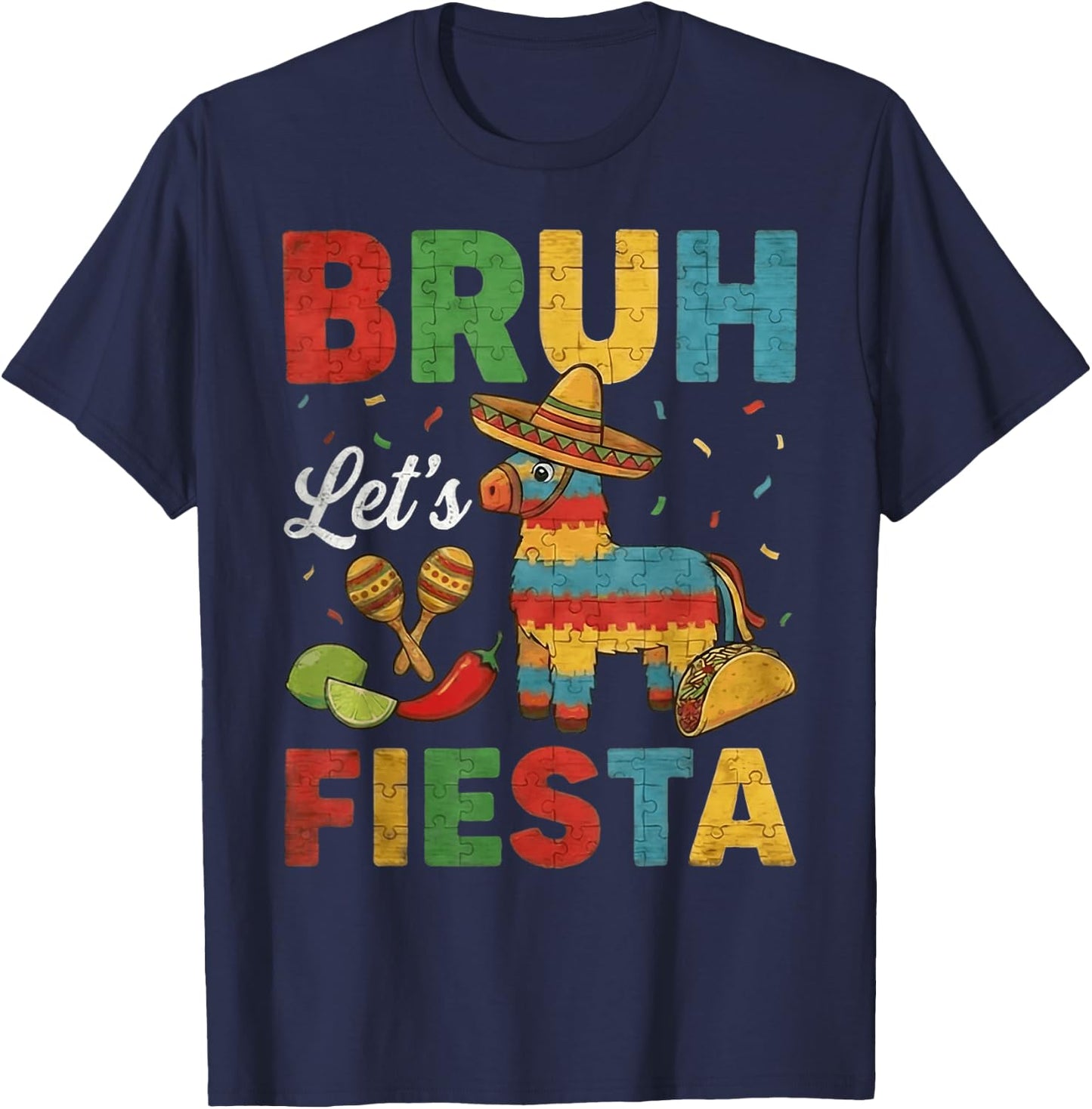 Funny Cinco De Mayo Pinata Boys Kids Men Bruh Let's Fiesta T-Shirt - T-Shirt | Navy