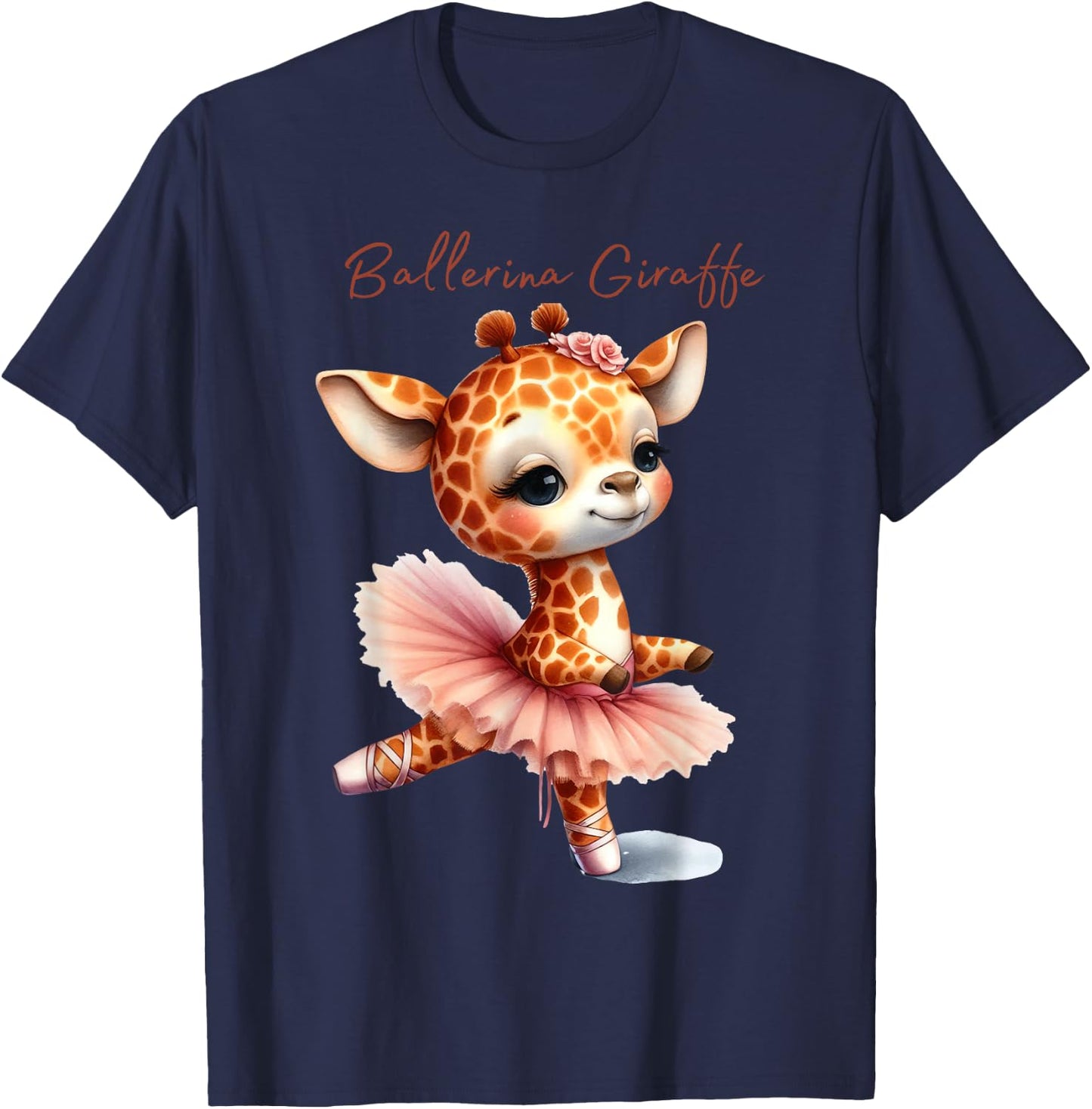 Watercolor Ballerina Giraffe Ballet Dancer Ballet Teacher T-Shirt - T-Shirt | Navy