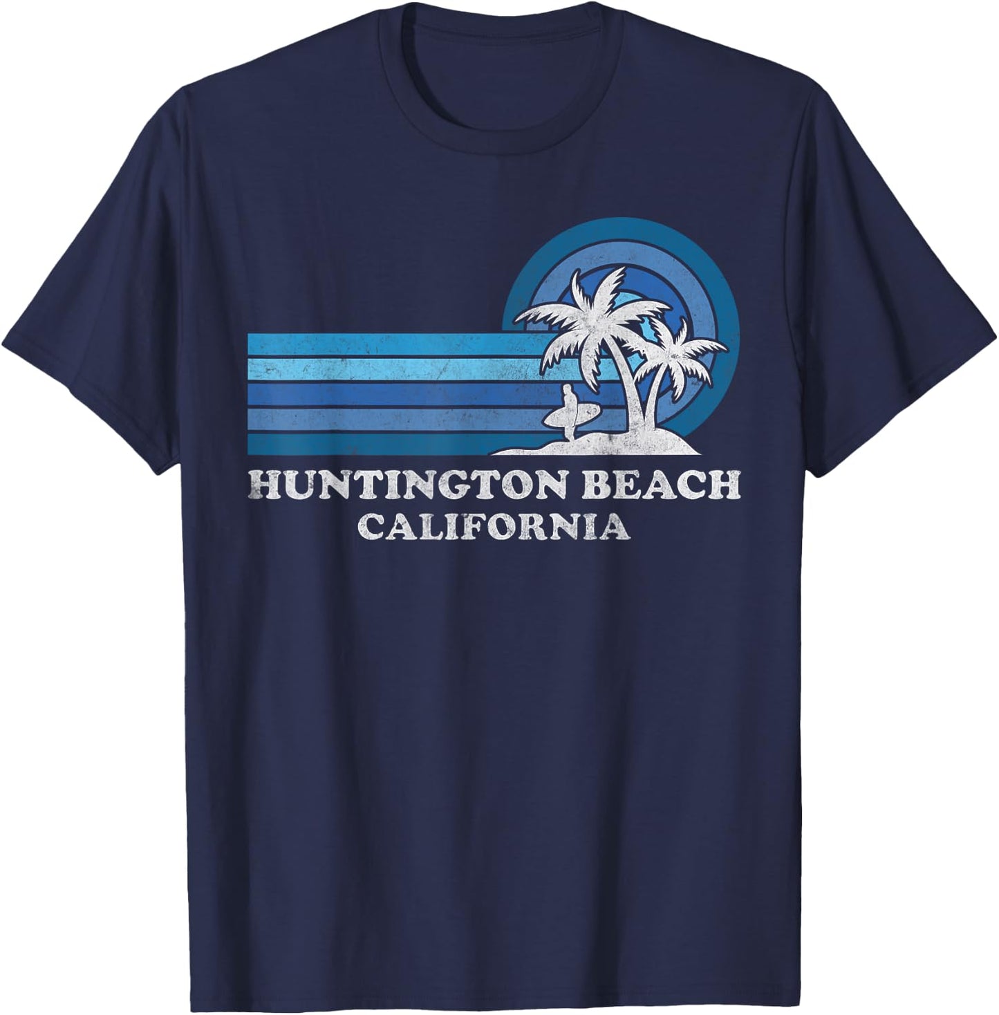Huntington Beach California Family Summer Vacation Vintage T-Shirt - T-Shirt | Navy
