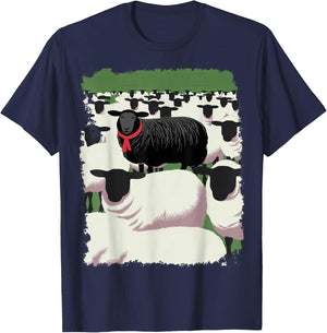 White Sheep Black Design T-Shirt - T-Shirt | Navy