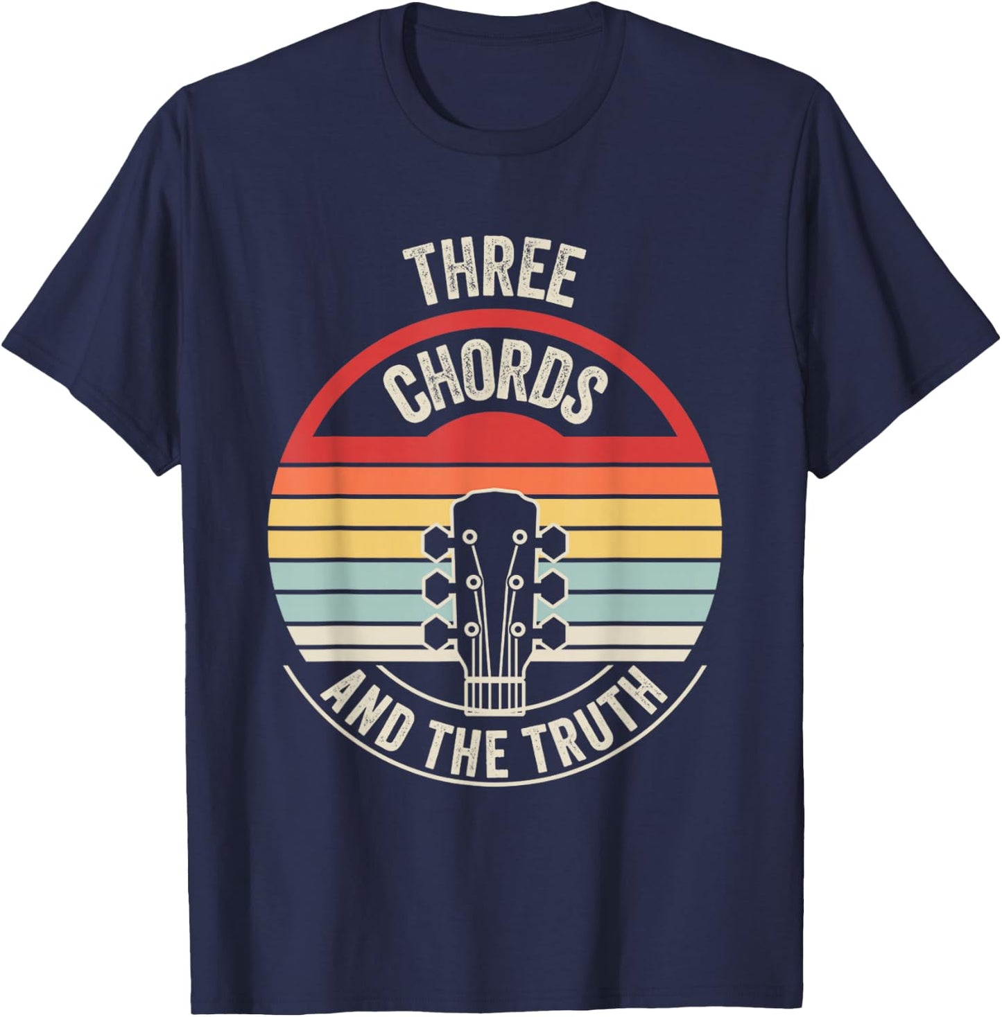 Three Chords And The Truth Guitar Music T-Shirt - T-Shirt | Navy