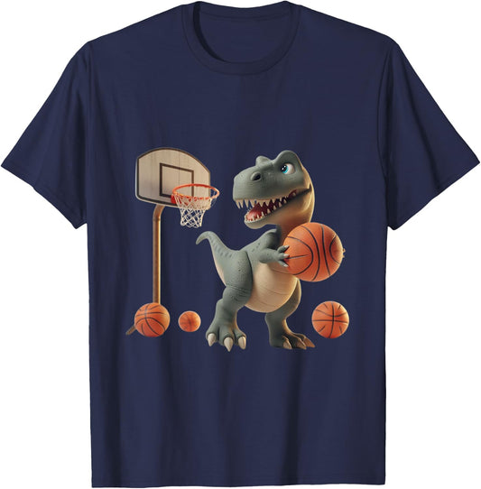 Trex Dinosaur Playing Basketball Sports fan T-Shirt - T-Shirt | Navy