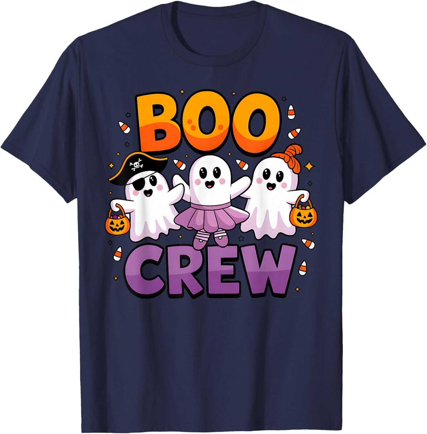 Boo Crew Cute Halloween Ghosts Matching Family Outfit T-Shirt - T-Shirt | Navy