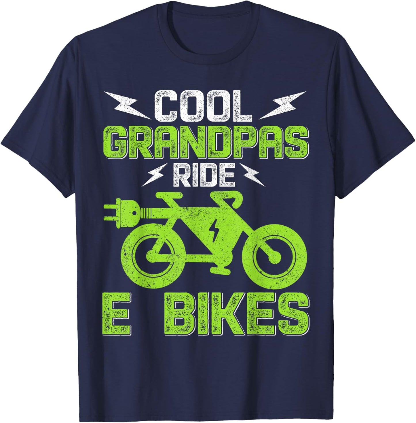 Cool Grandpas Ride E-Bikes E-Bike Cycling T-Shirt - T-Shirt | Navy