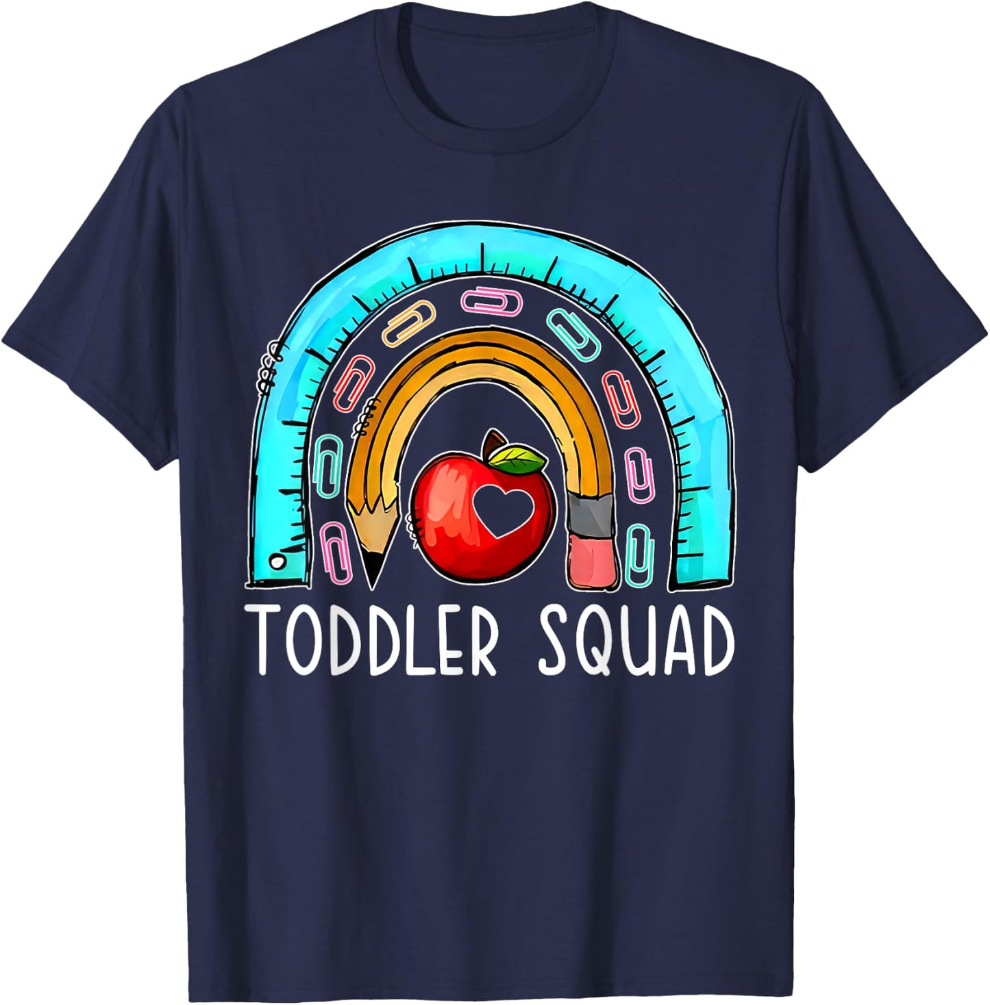 Toddler Squad Rainbow Teacher Early Childhood Educator Men Women Girls Kids T-Shirt - T-Shirt | Navy