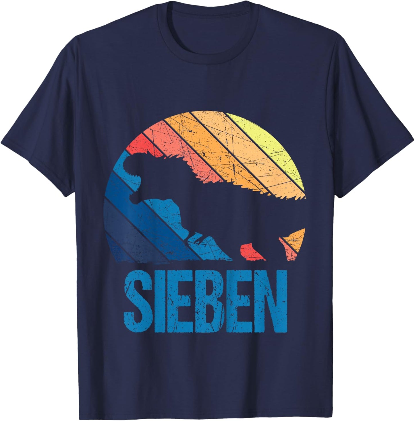 Dino 7 Jahre | Dinosaurier | 7. Geburtstag Junge Dino-Fan T-Shirt - T-Shirt | Navy