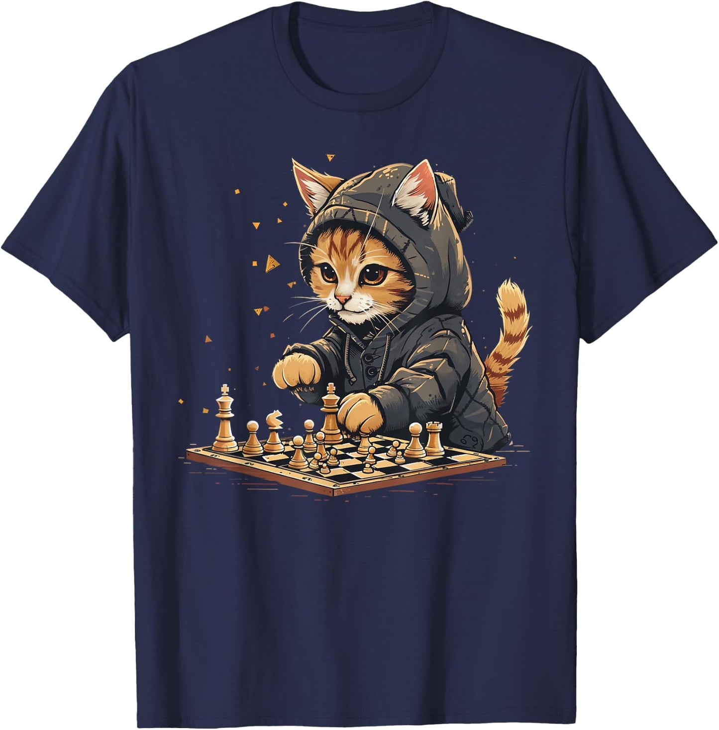 Chess Men's Women's & Children's Cat Chess Player T-Shirt - T-Shirt | Navy