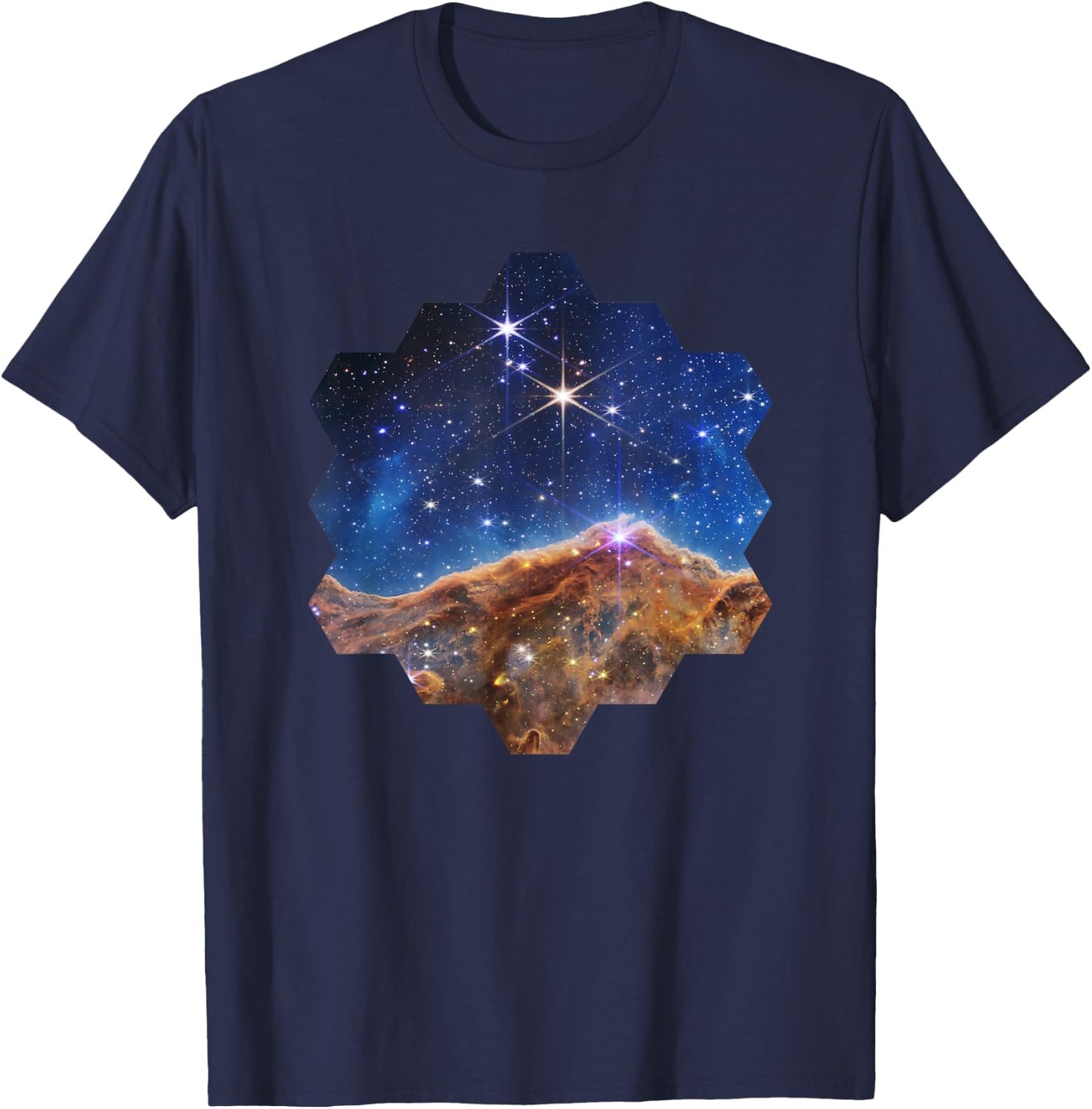 JWST Carina Nebula sechseckige Form von James Webb Spiegel T-Shirt - T-Shirt | Navy