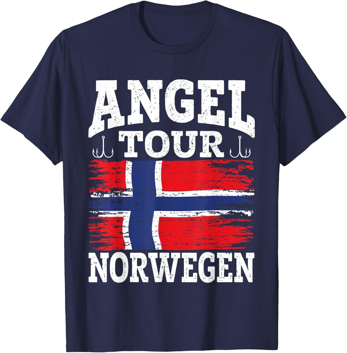 Angel Tour Norwegen Angelteam Angeltour Norwegen Flagge Angeln T-Shirt - T-Shirt | Navy