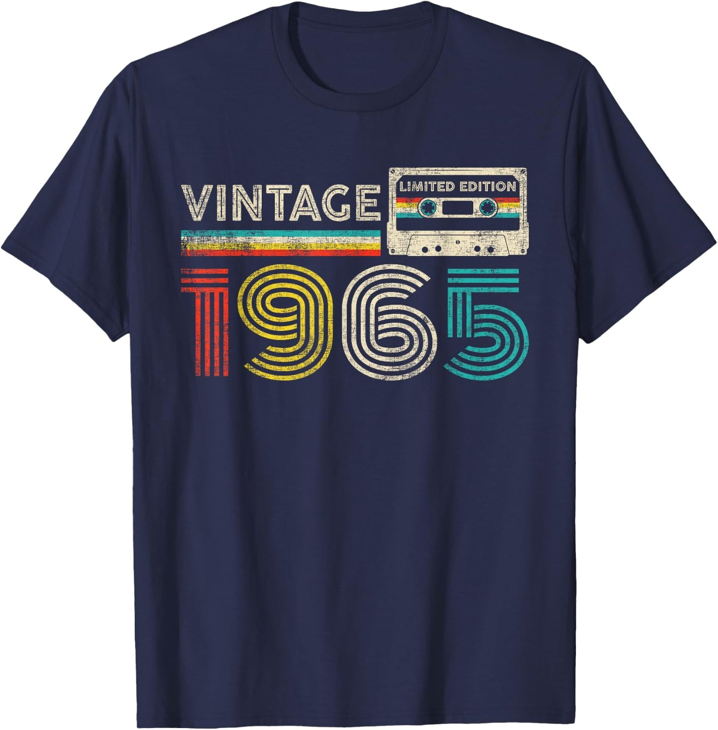 Vintage 1965 Classic Birthday 1965 Cassette Tape Vintage T-Shirt - T-Shirt | Navy