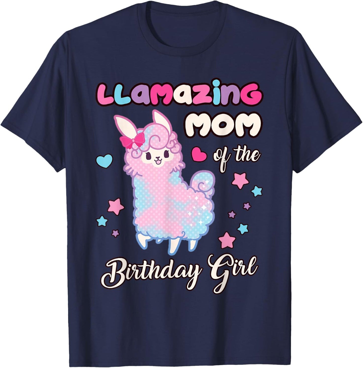 Llama Mom of the Birthday Girl Llamazing Mommy Mother T-Shirt - T-Shirt | Navy