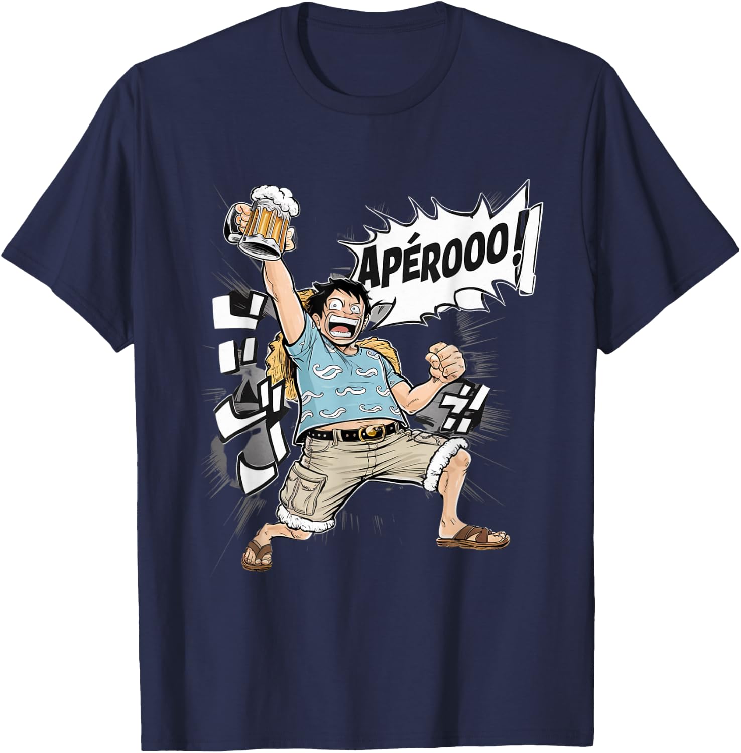 Aperitif Anime Gift Manga Beer Humour Japan Aperitif , Black, S T-Shirt - T-Shirt | Navy