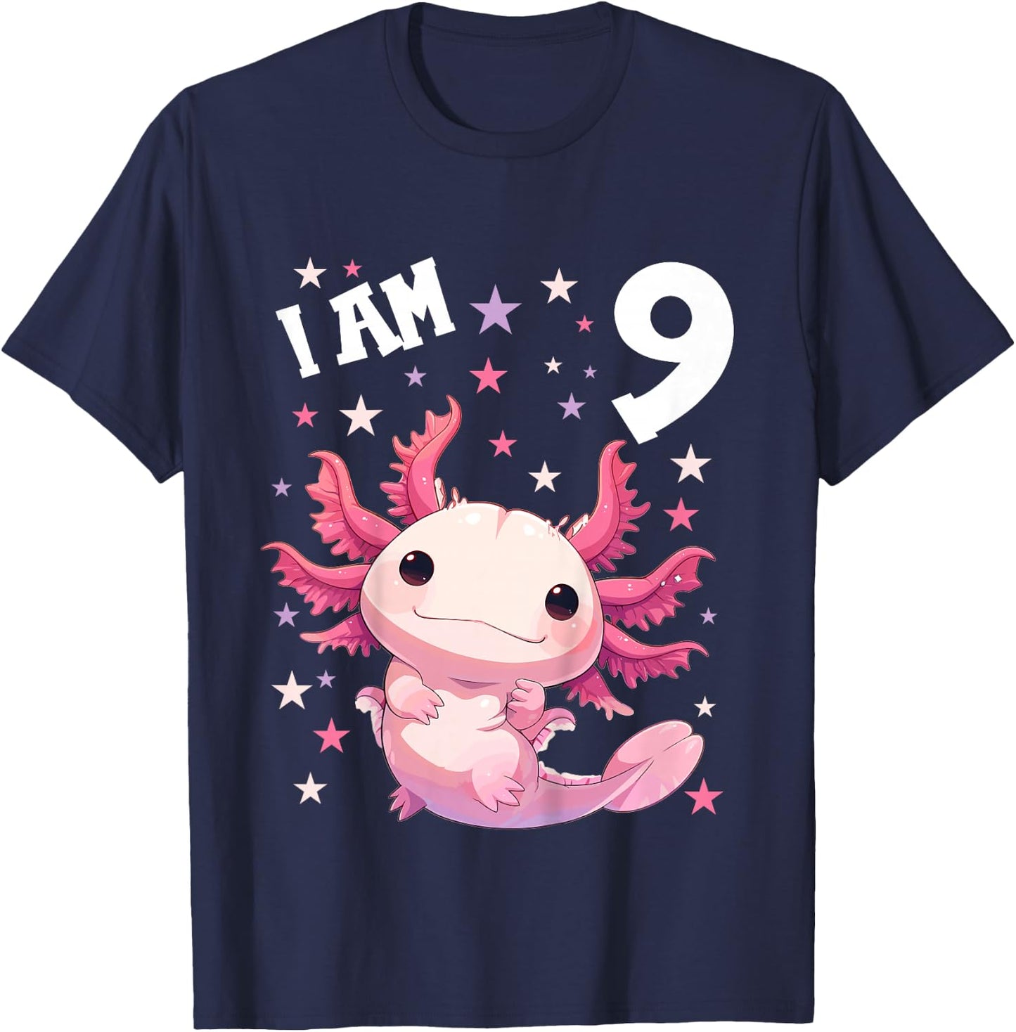 9 Years old 9 birthday Axolotls Boy Girl Axolotl T-Shirt - T-Shirt | Navy