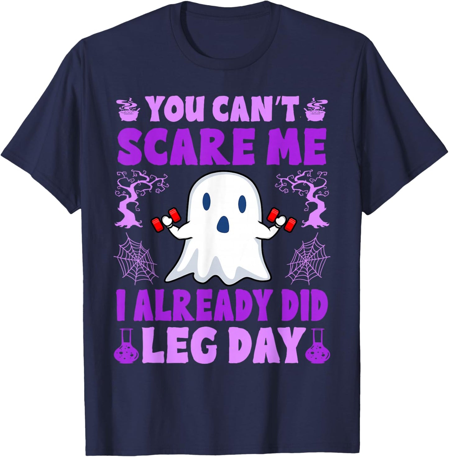 Halloween Workout Women Ghost Training With Dumbbells T-Shirt - T-Shirt | Navy