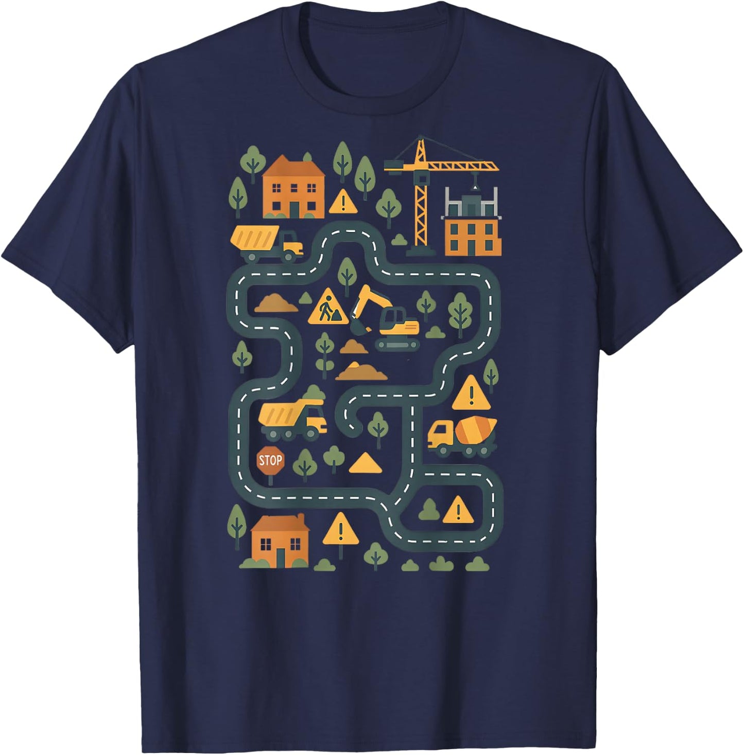 (ON Back) Tired Dads Club Play Construction Car On Dad Back T-Shirt - T-Shirt | Navy