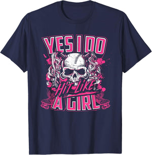 Yes I Do Hit Like A Girl Roller Derby Girl Skull T-Shirt - T-Shirt | Navy