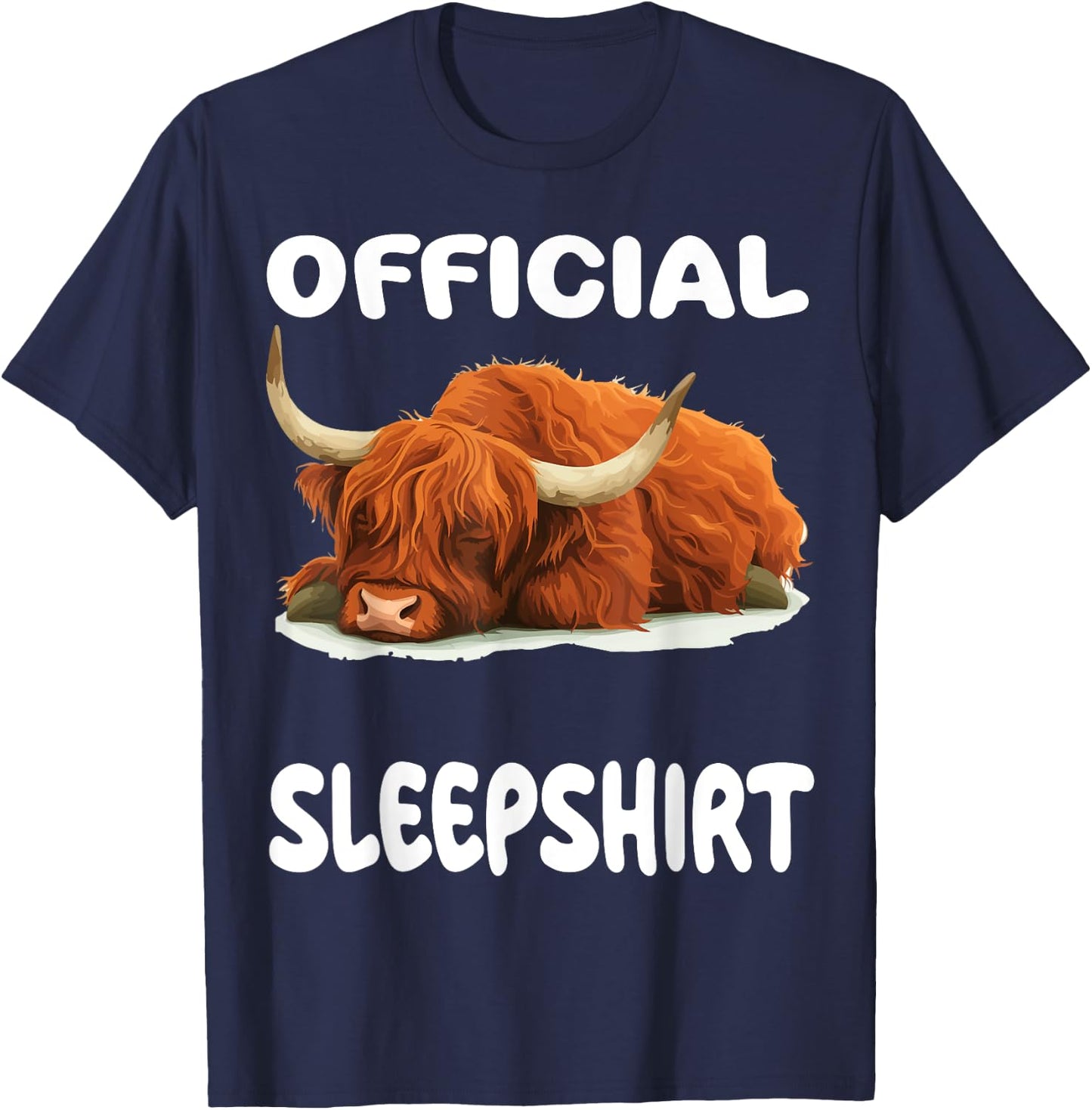 Scottish Highland Cow Official Sleepshirt Pajamas Nightgown T-Shirt - T-Shirt | Navy