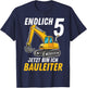 Children's 5th Birthday Boy Decoration Digger Birthday 5 Years , black T-Shirt - T-Shirt | Navy