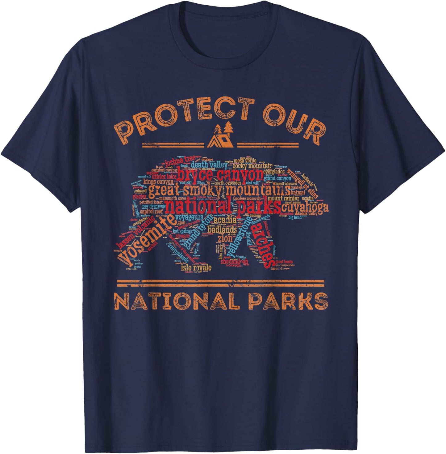 Protect Our Parks National Park Bear Nature Hiking T-Shirt - T-Shirt | Navy