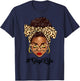 Afro Woman Messy Bun Black Gigi Life Mother's Day T-Shirt - T-Shirt | Navy
