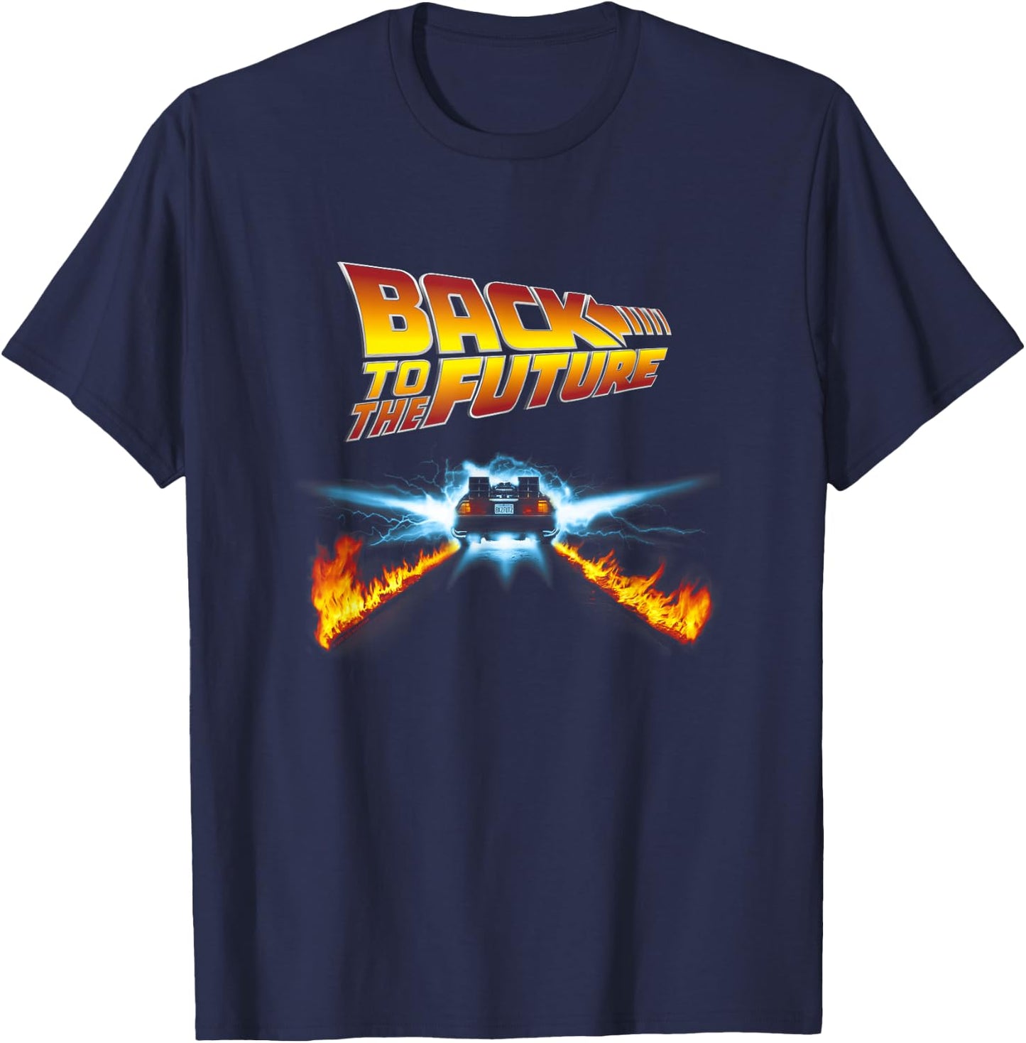 Back to the Future Delorean and Logo , black T-Shirt - T-Shirt | Navy