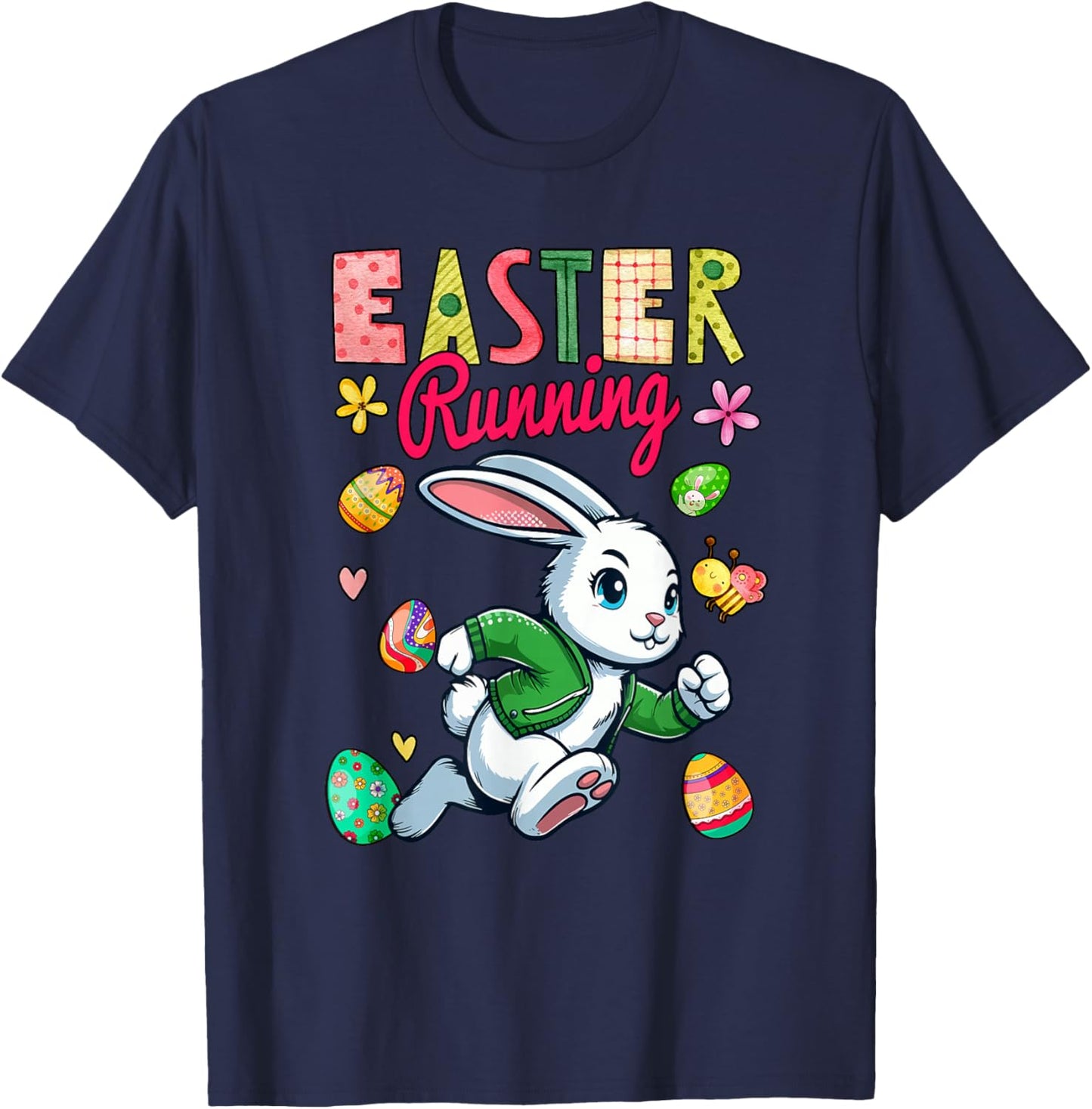 Easter Running Costume Bunny Runner Matching Family Kids T-Shirt - T-Shirt | Navy