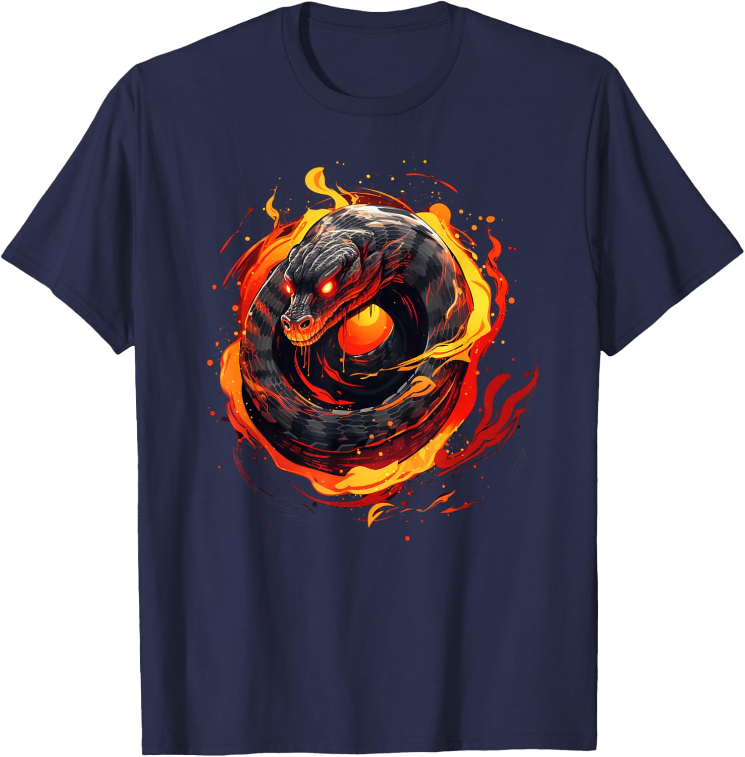 Great Snake Flames for Reptile Animals and Pets Lovers T-Shirt - T-Shirt | Navy