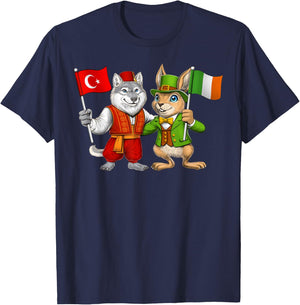 Turkey Ireland Flag Turkish Irish Roots Türkiye Heritage T-Shirt - T-Shirt | Navy