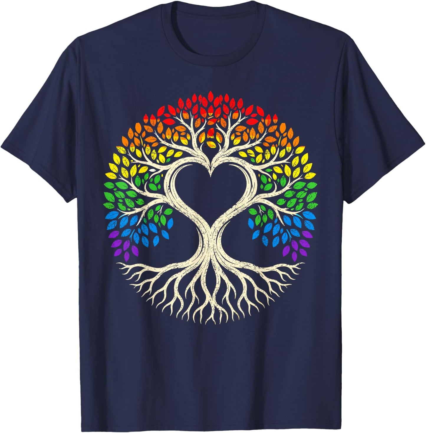 Tree Life Rainbow LGBT Flag Ally Gay Pride T-Shirt - T-Shirt | Navy