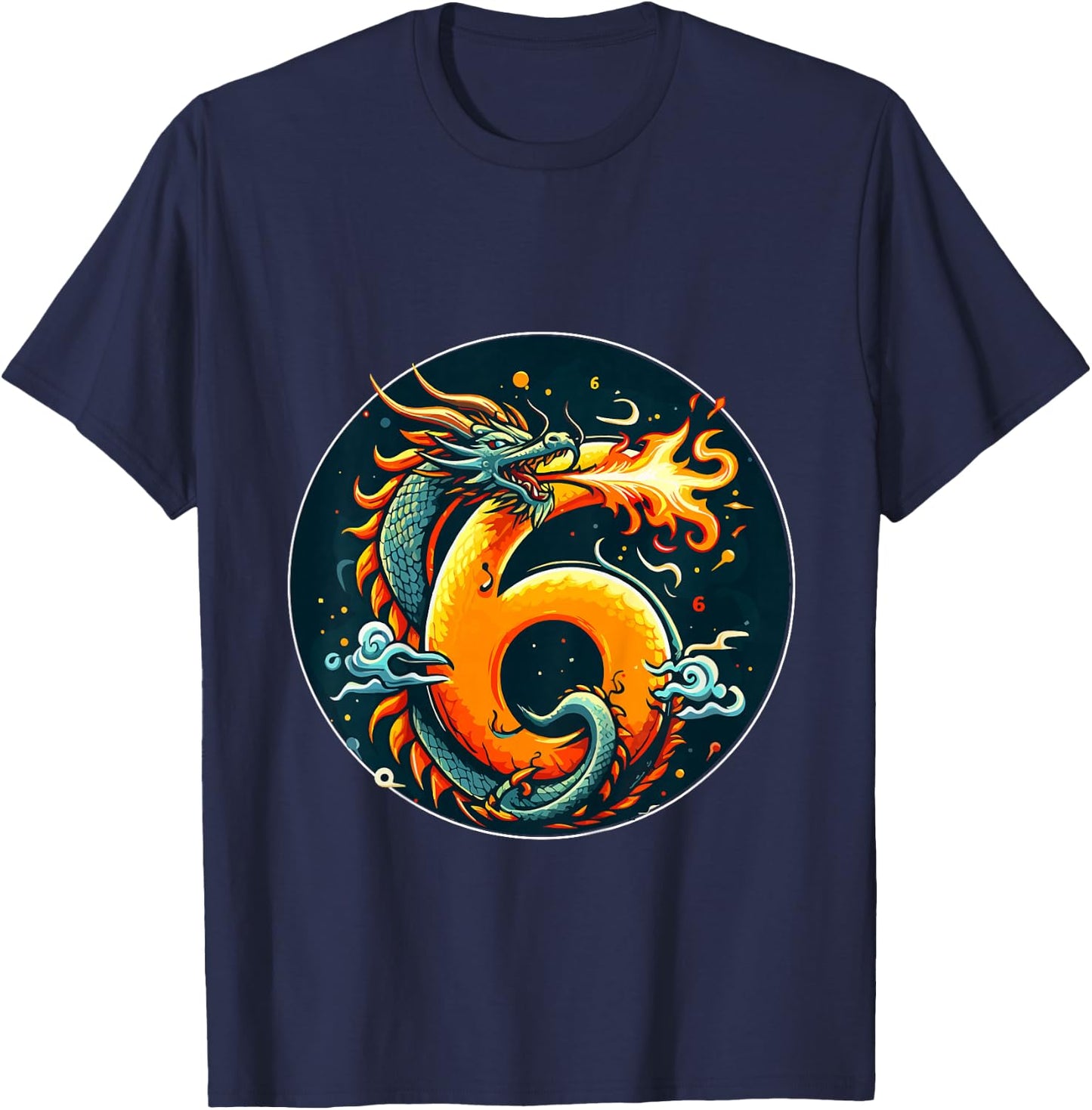 Turning 6 Years Old Birthday Boy Dragon 6th Bday Girl T-Shirt - T-Shirt | Navy